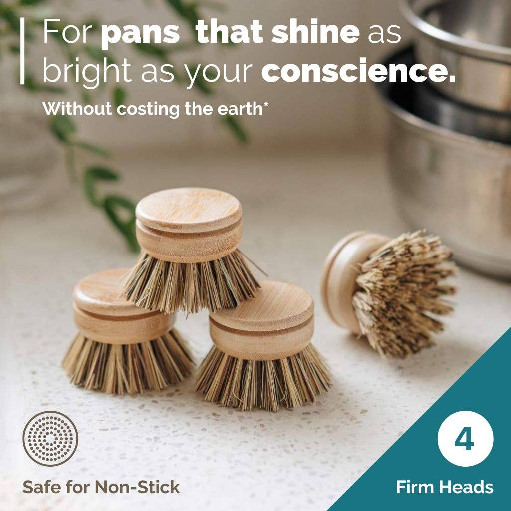 Replacement Dish Brush Heads | Eco Bamboo (Pack of 4)